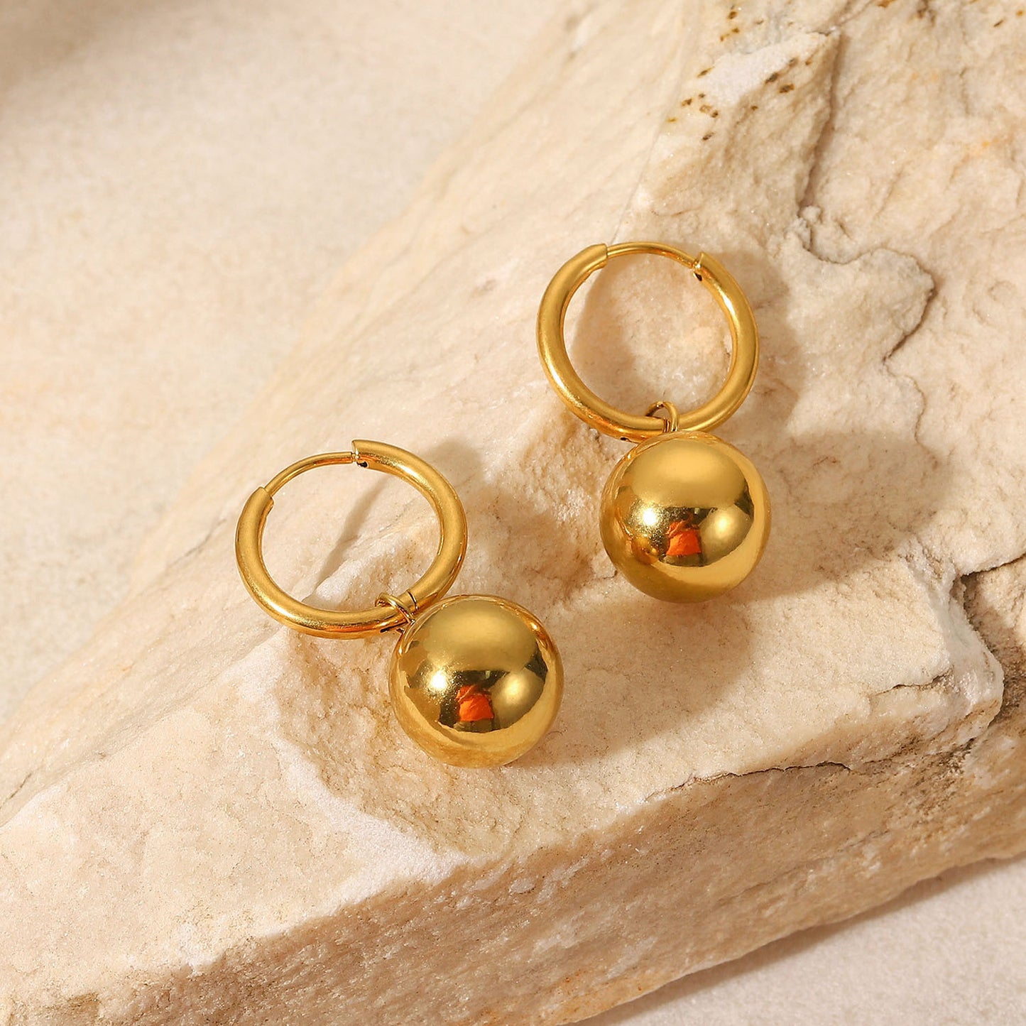 18K Gold Plated Stainless Steel Hollow Circle Earrings - Minimalist Titanium Steel Jewelry