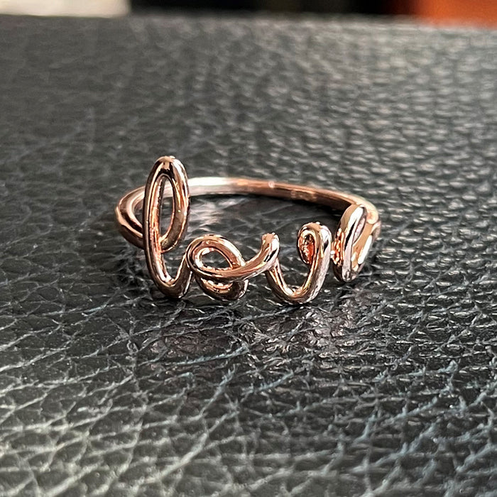 LOVE letter ring Korean version of small fresh polished copper ring female