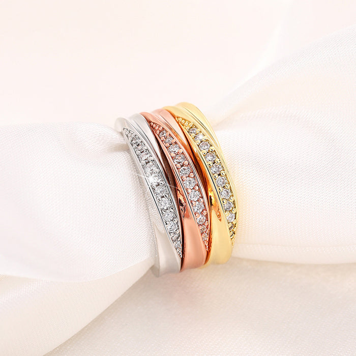 Light luxury micro-inlaid couple rings ladies niche fashion rings