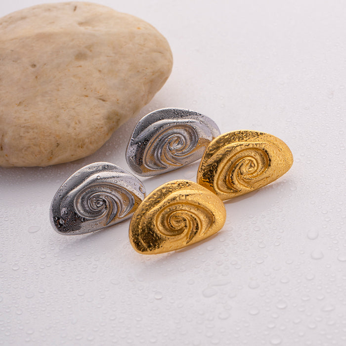 18K Gold Stainless Steel Spiral Earrings - Trendy Swirl Design Studs