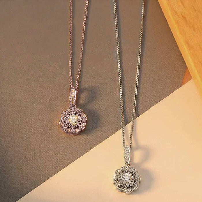 Flower Pendant Necklace Autumn and Winter Necklace Sweater Chain Jewelry