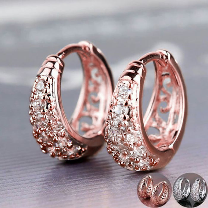 Half circle zircon earrings hollow design earrings