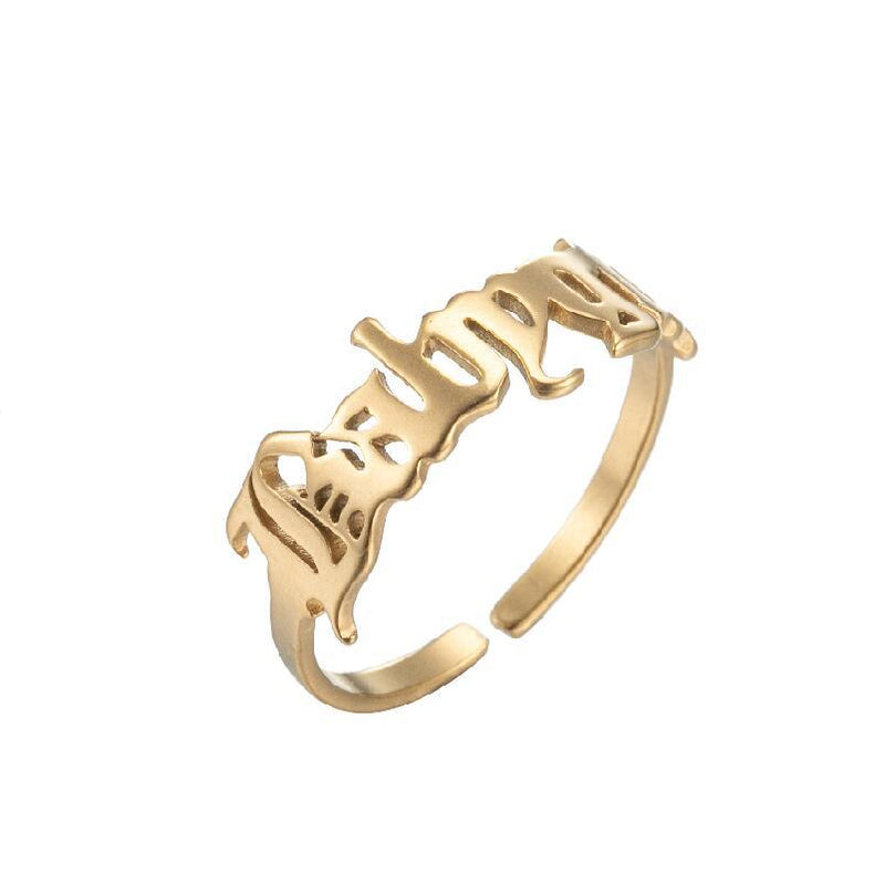 European and American retro stainless steel letter ring, Babygirl ring wholesale
