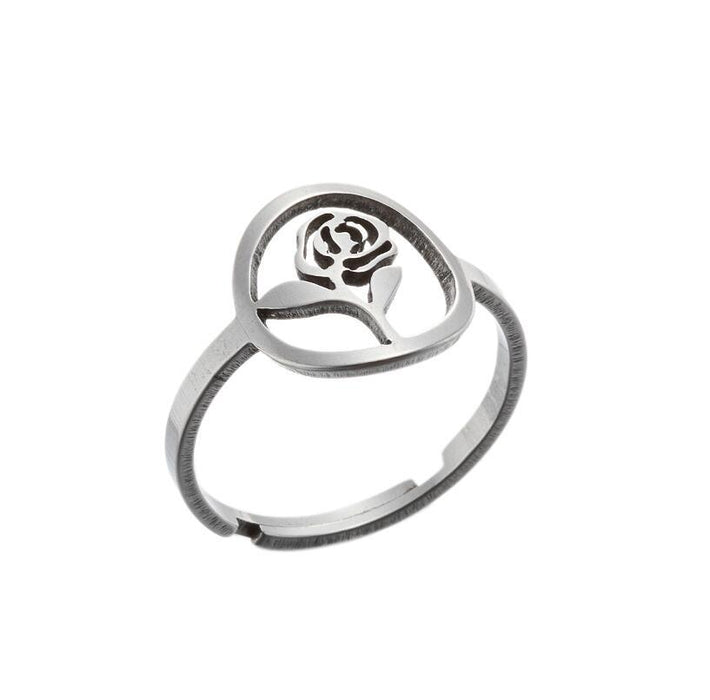 Hot-selling 18K gold hollow rose rings in Europe and America, wholesale of stainless steel rings