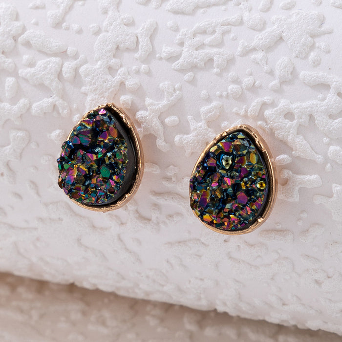 Imitation natural stone earrings teardrop-shaped alloy earrings