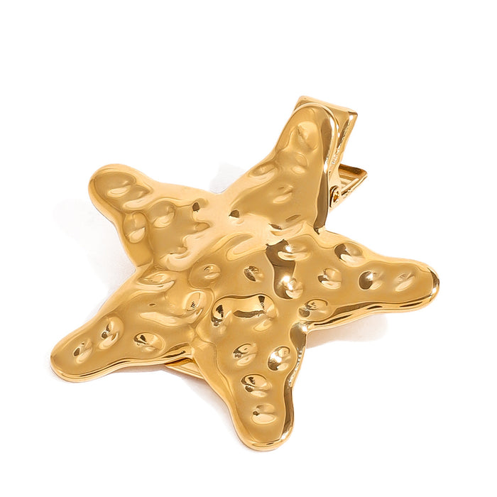 Horquilla de acero inoxidable de 18 k con forma de estrella de mar, clip recto de alta gama