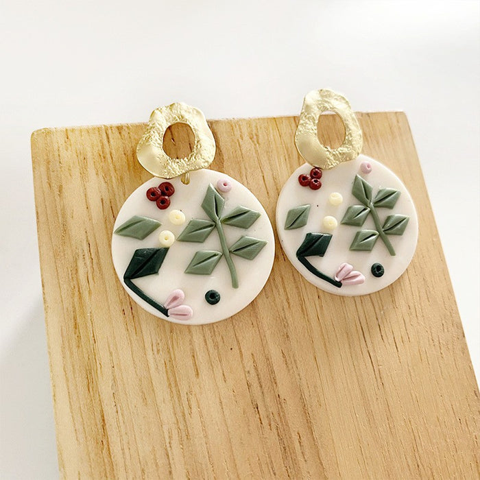 Handmade Flower Clay Earrings - Vintage Sunflower and Daisy Design