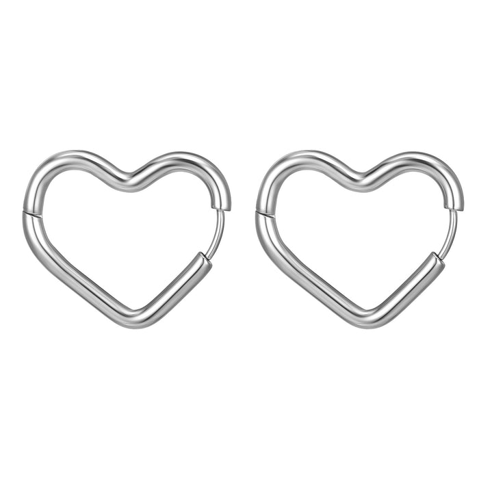 Geometric five-pointed star heart stainless steel and titanium steel earrings