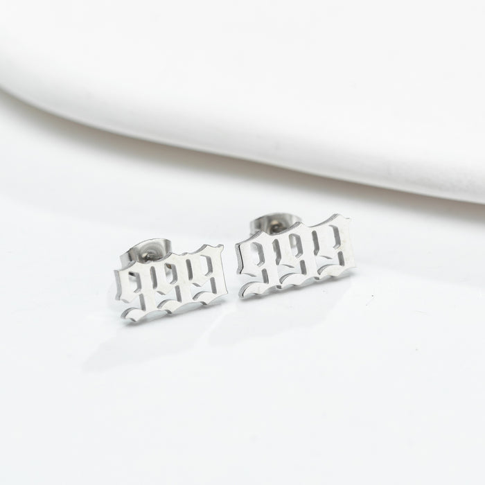 Number Combination Stainless Steel Stud Earrings - Customizable and Stylish Jewelry