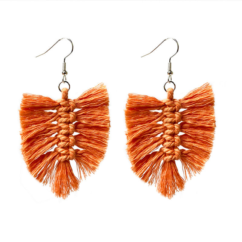 Bohemian Tassel Earrings with Wooden Design for Wedding and Gifts