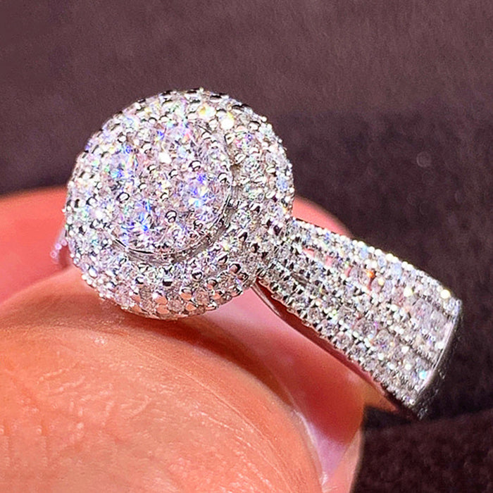 Anillos de diamantes simulados de moda para mujeres, joyas llenas de diamantes