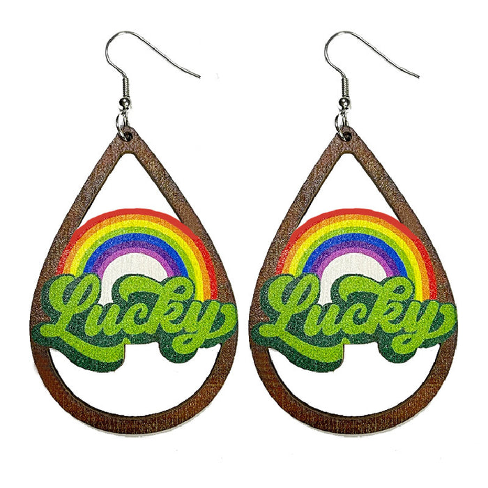 Wooden St. Patrick's Day earrings