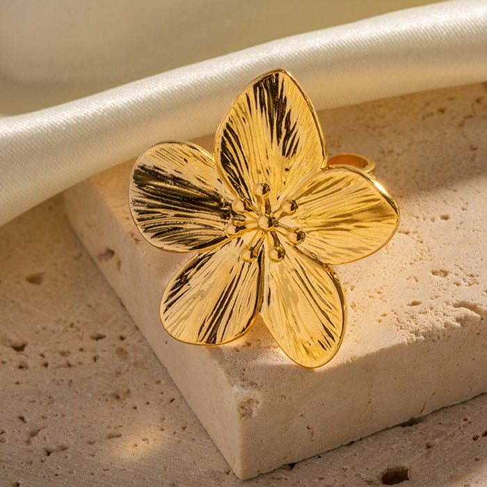 Stainless Steel Flower Stacking Ring