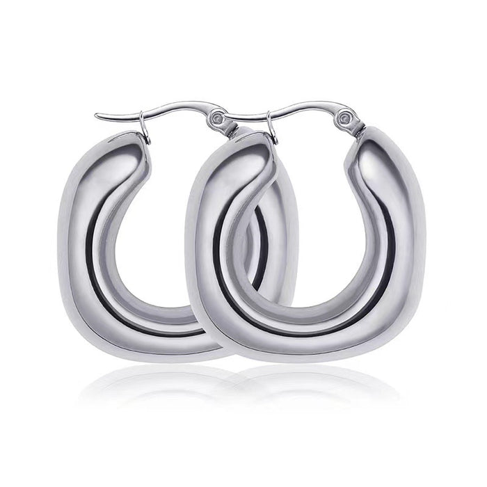 Exquisite Crescent Earrings Stainless Steel Hollow Design