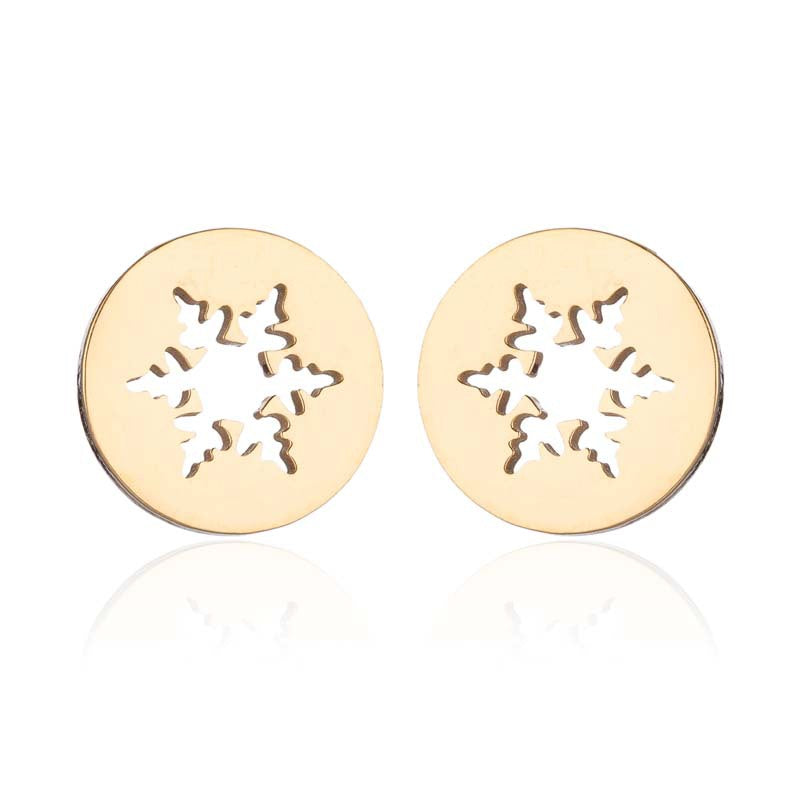 Snowflake and Apple Stainless Steel Earrings - Perfect Christmas Gift Jewelry