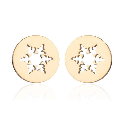 Snowflake and Apple Stainless Steel Earrings - Perfect Christmas Gift Jewelry