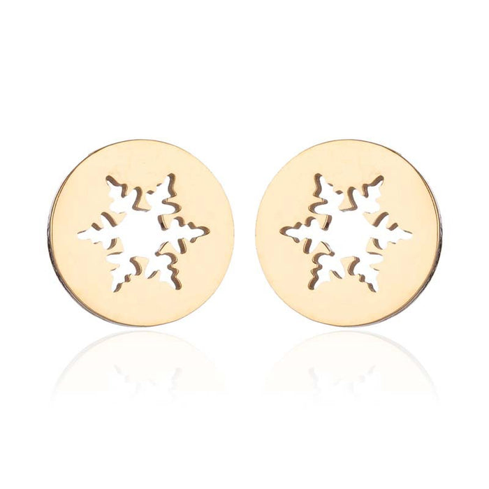 Snowflake and Apple Stainless Steel Earrings - Perfect Christmas Gift Jewelry