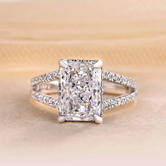 Anillo microincrustado para mujer, anillo de compromiso con diamante cuadrado, estilo europeo y americano
