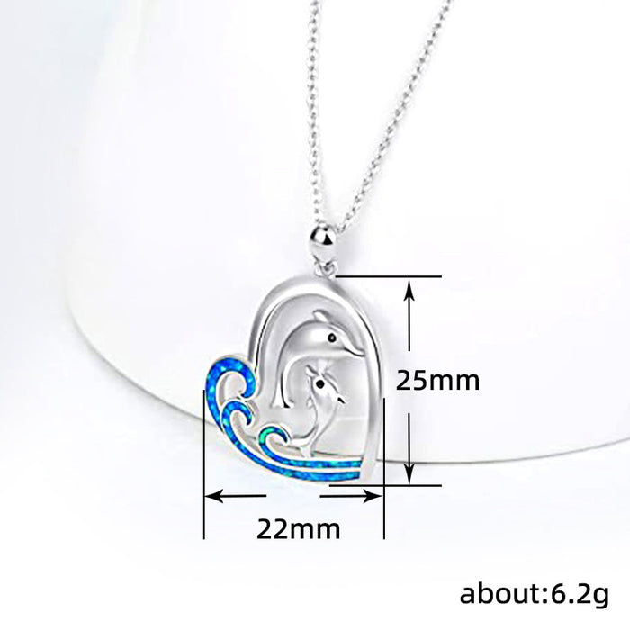 Love Dolphin Pendant Women's Double Dolphin Clavicle Necklace