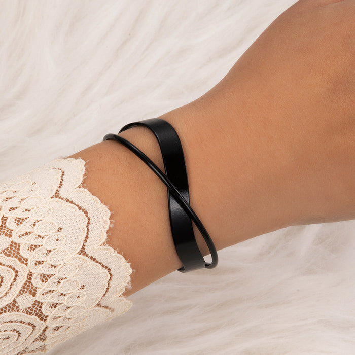 Minimalist Punk Geometric Crossover Bracelet – Metallic Single Chain