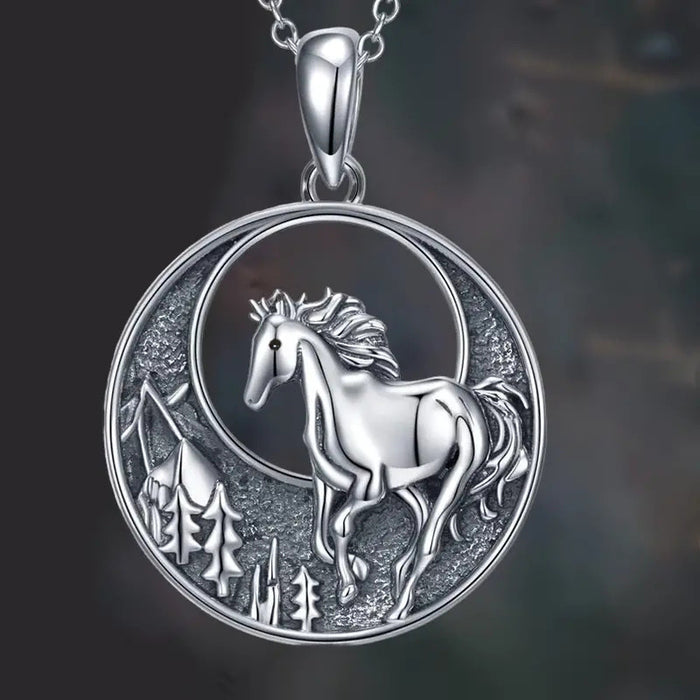 Forest Horse Vintage Necklace Earring Set