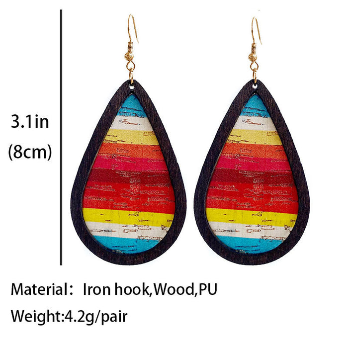 Painted picture wooden earrings