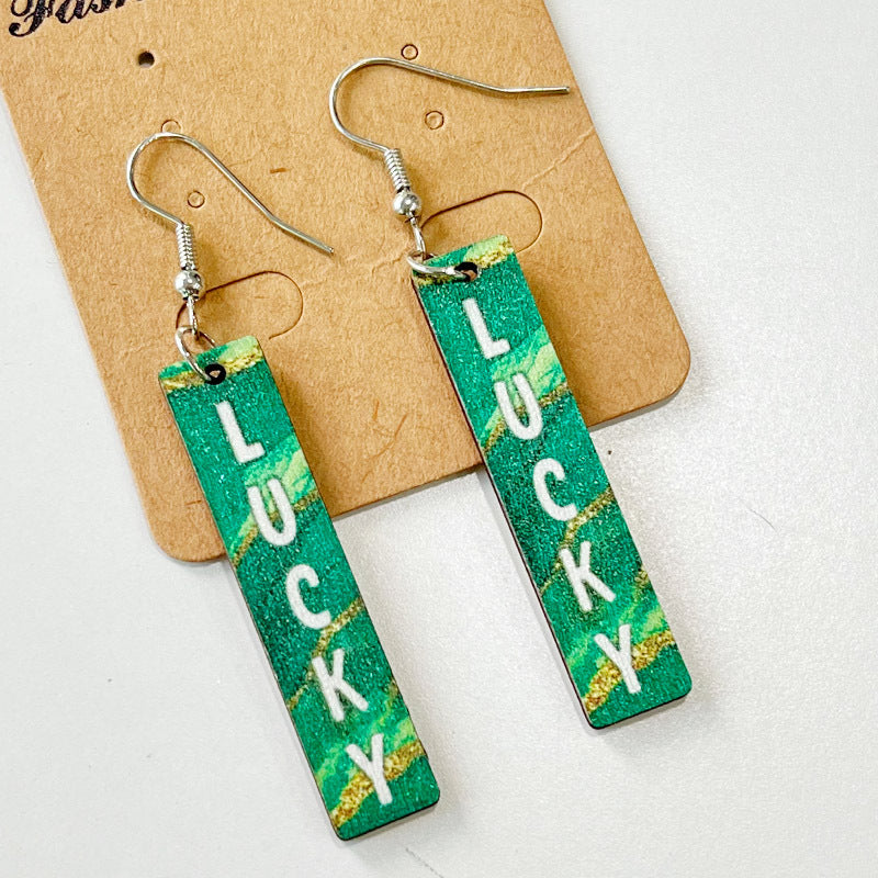 Wooden hat St. Patrick's Day earrings