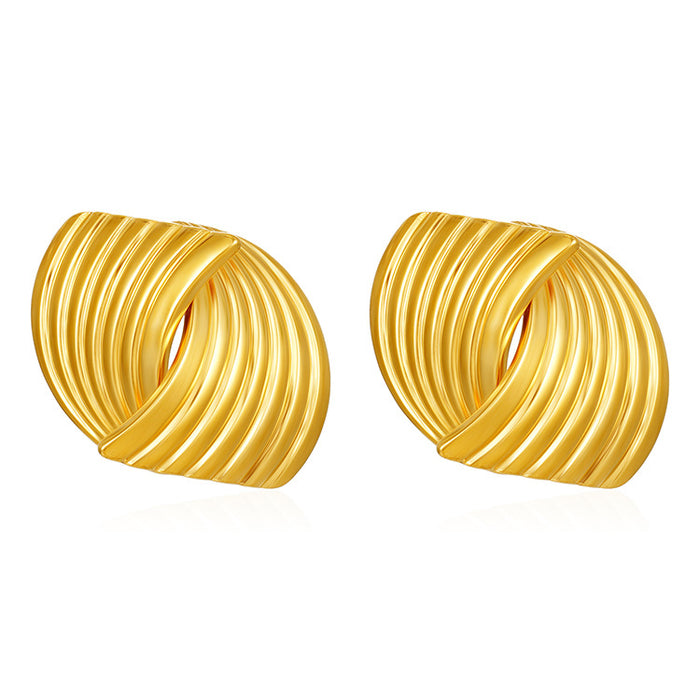 New striped titanium steel striped earrings stainless steel staggered design niche earrings