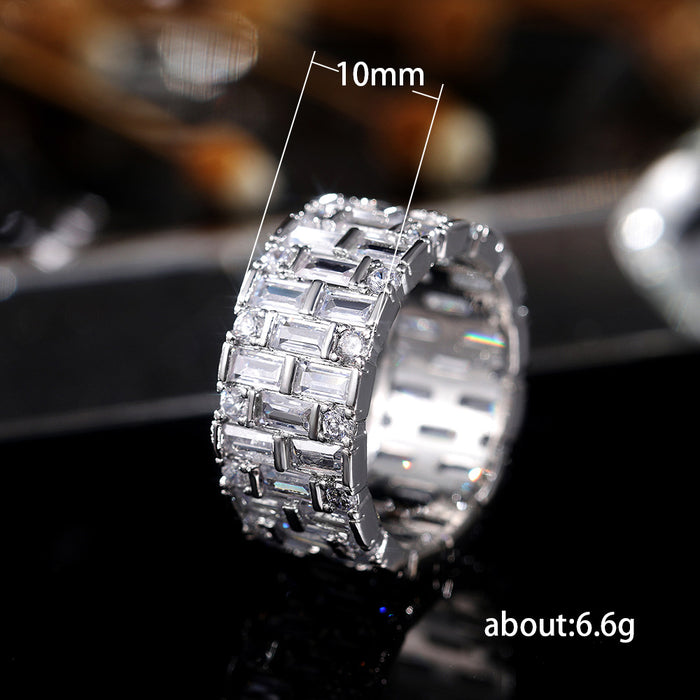 Anillo de bodas de circonita de círculo completo, anillo de joyería de moda lleno de diamantes