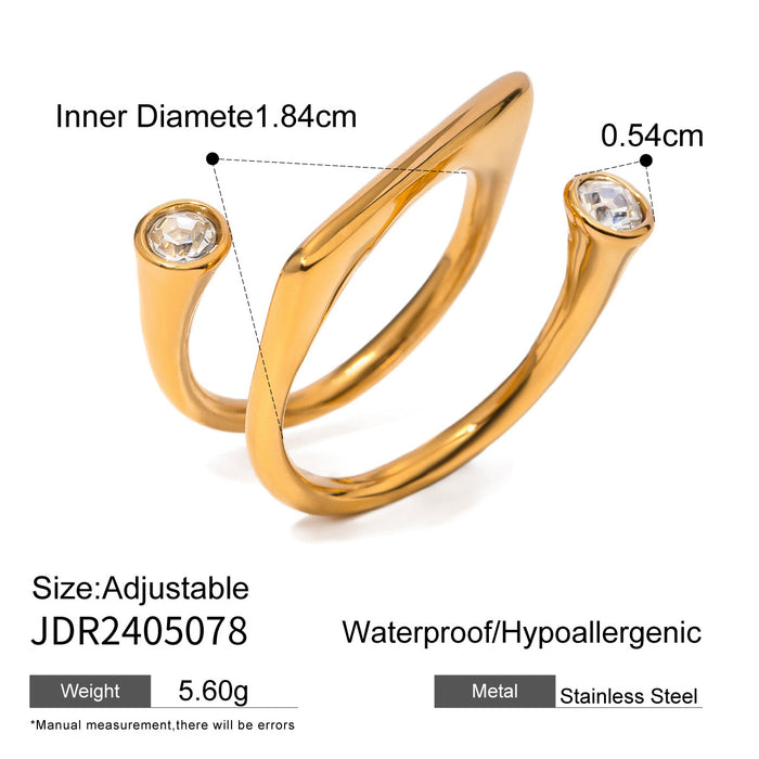 Exquisite 18K Gold Plated Stainless Steel Ring with Wavy Pattern