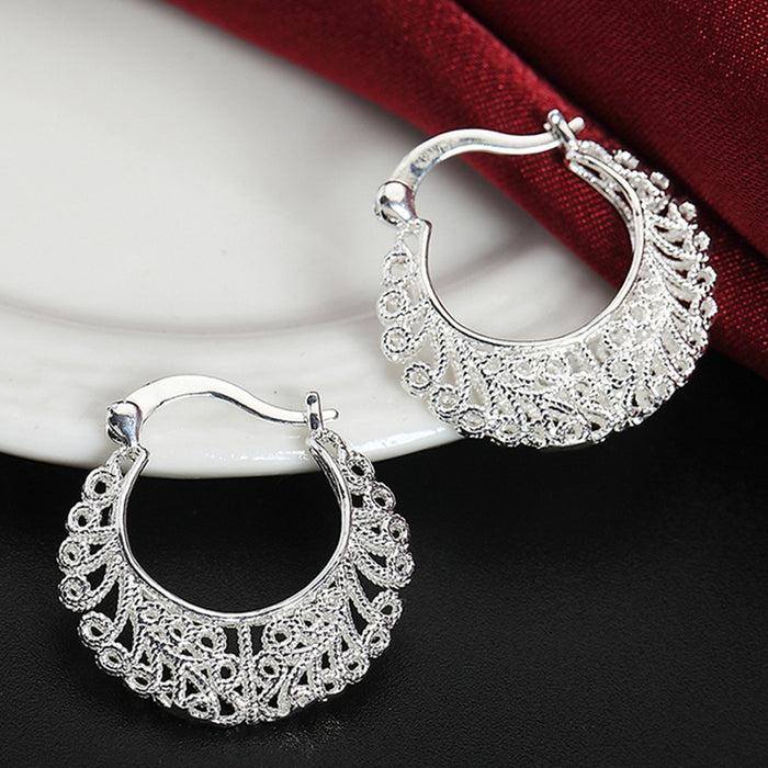 Women's hollow woven pattern earrings