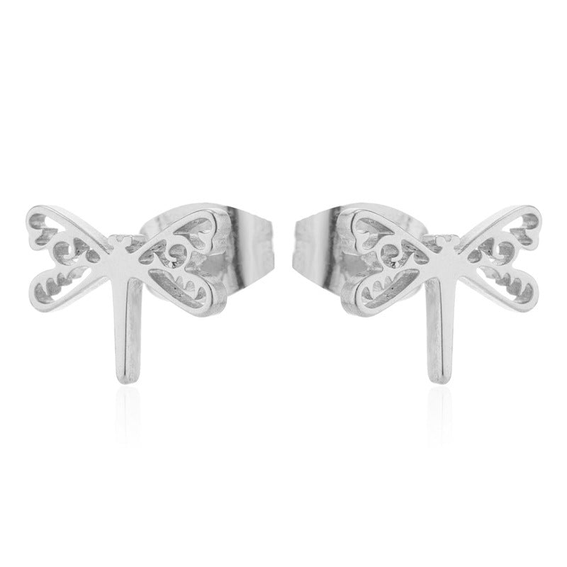 Dragonfly Stainless Steel Stud Earrings - Cute and Playful Animal Jewelry