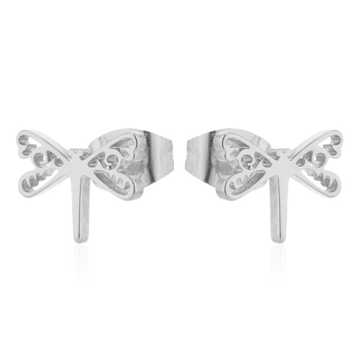 Dragonfly Stainless Steel Stud Earrings - Cute and Playful Animal Jewelry