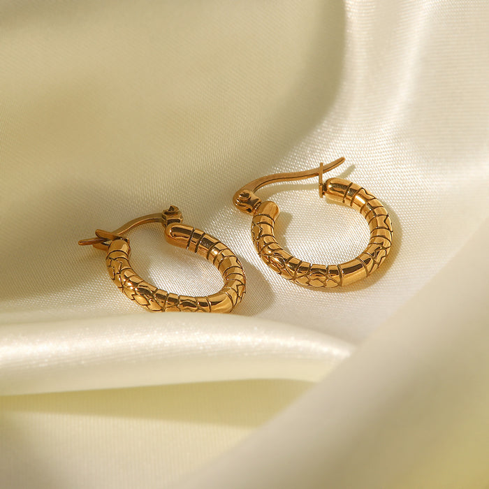Pendientes de aro pequeños vintage de tendencia: pendientes redondos de acero inoxidable antialérgicos de acero de titanio para mujer