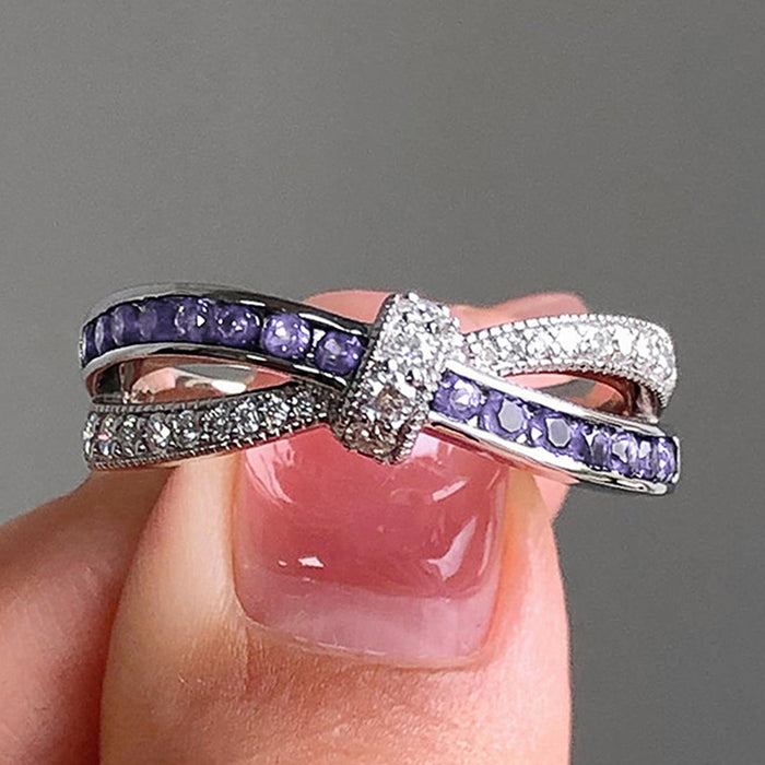 Anillo de lazo morado de moda europea y americana