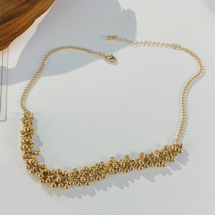 Gold Bead Pendant Choker Necklace with Simple Design