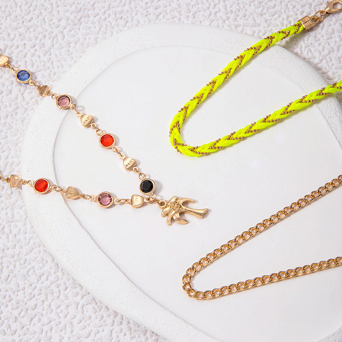 Chic Rhinestone Heart Anklet Set – Multi-Layer Chains for a Fashionable Boho Look