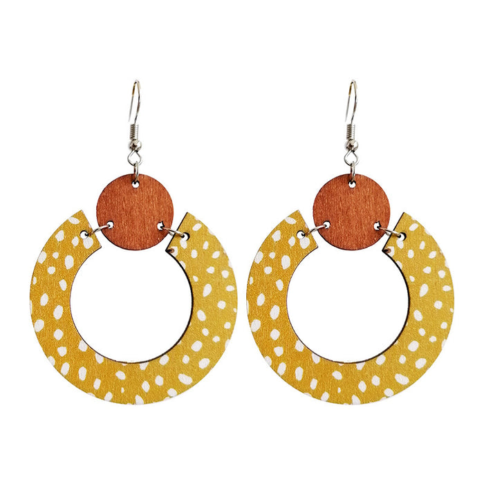 Wooden leopard print earrings