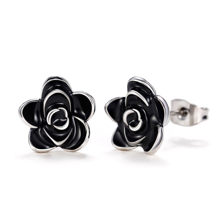 Sweet Japanese and Korean style camellia earrings