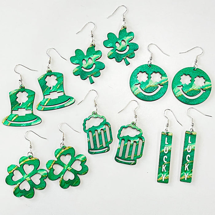 Wooden hat St. Patrick's Day earrings