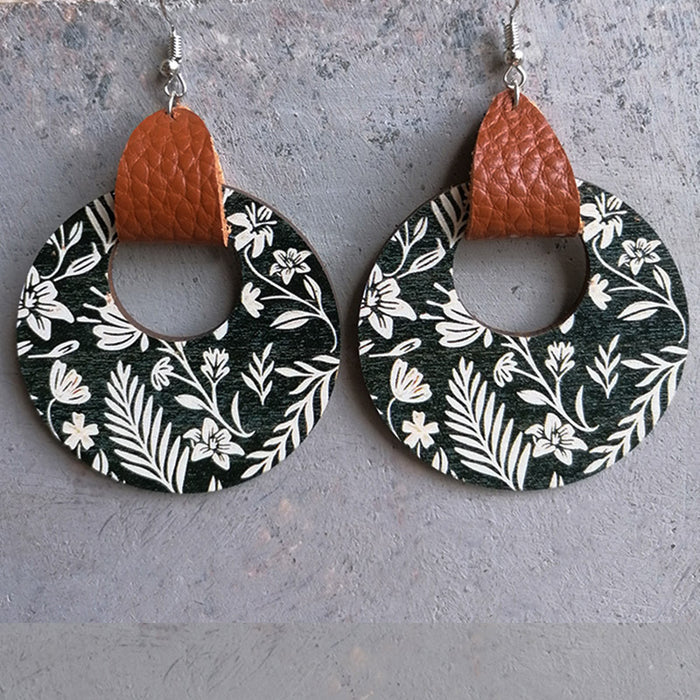 Wooden floral texture earrings