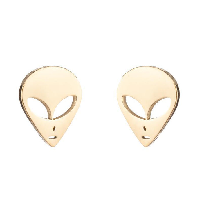 Alien Cartoon Stainless Steel Stud Earrings - Fun and Creative Asymmetric Jewelry