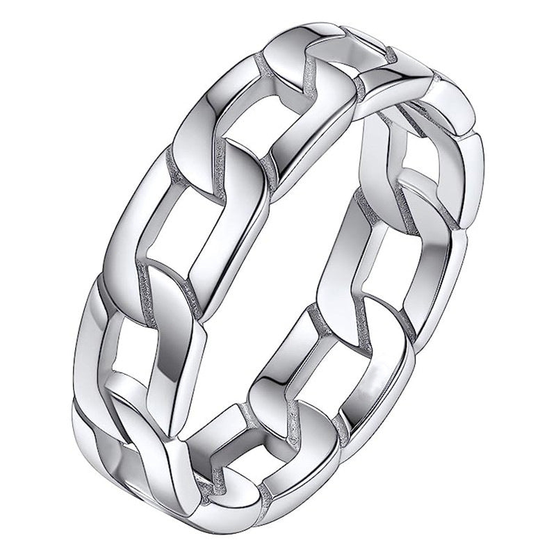 Anillo sencillo de hombre moderno, metálico, europeo y americano.