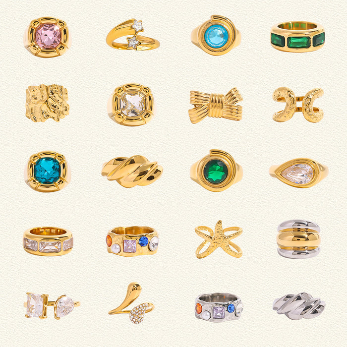 Stainless steel zircon open ring