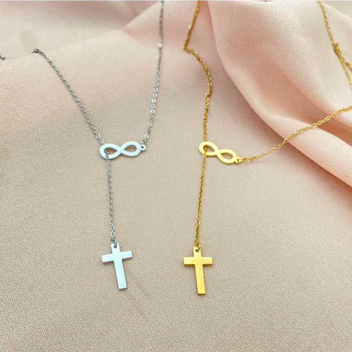 Double pendant necklace, cross-border Amazon source geometric cross clavicle chain female ins style