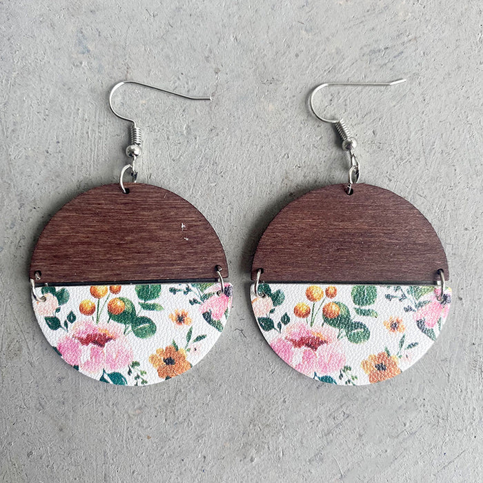 Wooden flower earrings