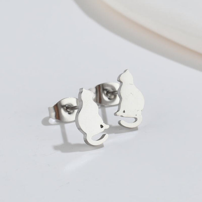 Pendientes de gato y conejo, comercio exterior transfronterizo, nueva moda, simples, lindos, pequeños animales, pendientes, joyería al por mayor