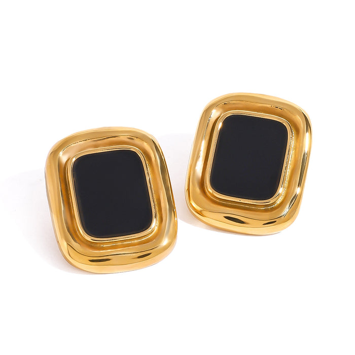 Stainless steel resin square earrings retro light luxury earrings French style