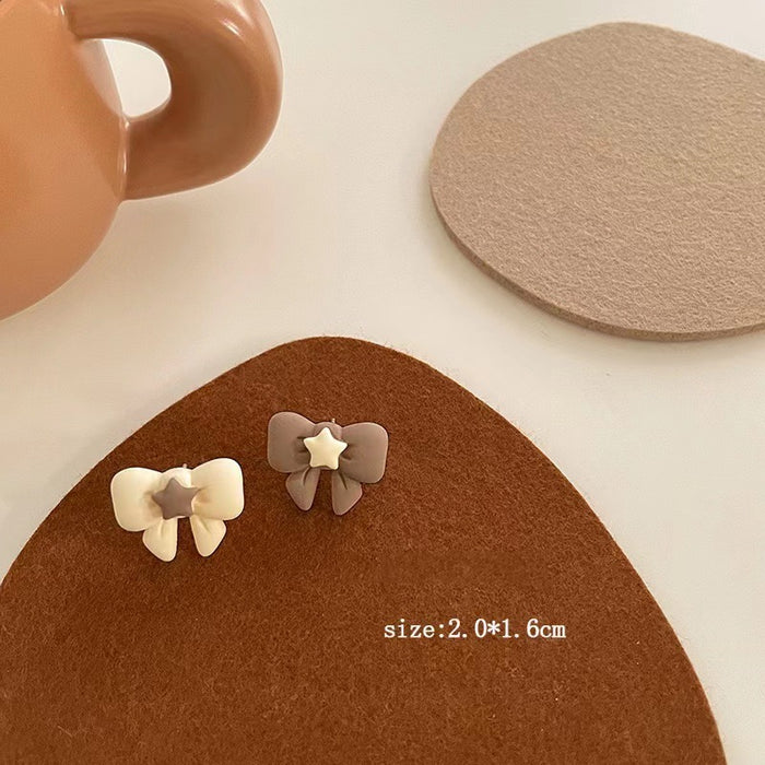 Cartoon bear earrings milk coffee color sweet earrings