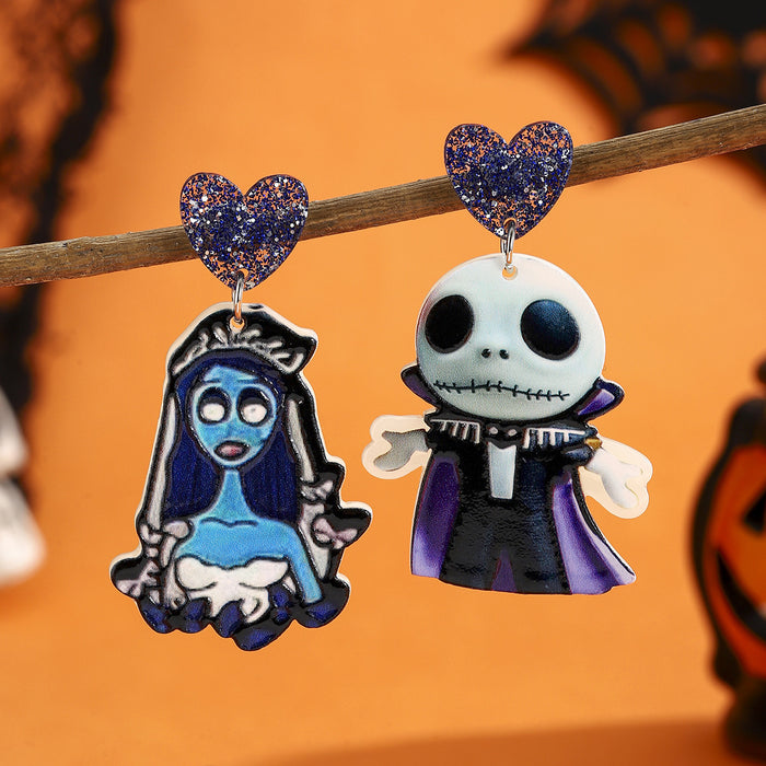 Wholesale Halloween Cartoon Stud Earrings Set - Spooky Pumpkin, Ghost & Bat Alloy Earring Multipack for Women